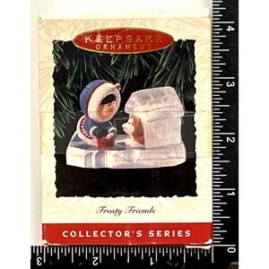 1993 HALLMARK KEEPSAKE ORNAMENT QX414-2 FROSTY FRIENDS PUPPY DOG HOUSE